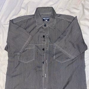 Black and light brown button up
